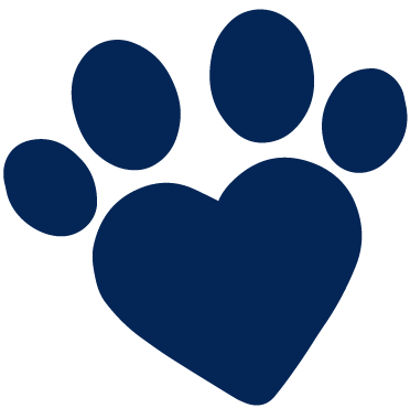 Icon - Blue Paw in the shape of a heart.