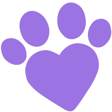 Icon - Lilac Paw in the shape of a heart.